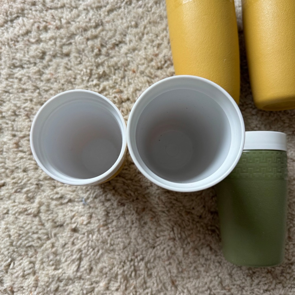 Vintage Olympian Therm-O-Ware Insulated Tumblers Harvest Gold Avocado Green 5pc - Picture 5 of 6
